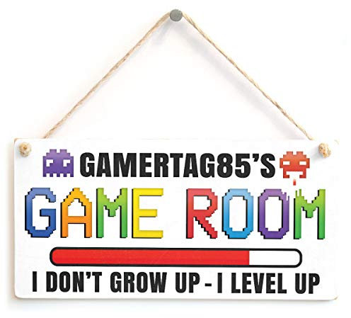 Personalised Game Room Sign - I Don't Grow Up I Level Up Custom Retro Game Room Door Plaque