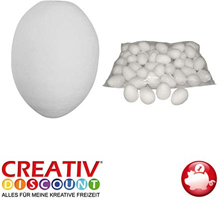 CREATIV DISCOUNT® NEU Watte-Eier, Weiß, 60mm, 50 STK. im Beutel