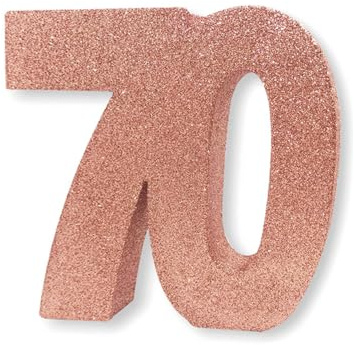 Number 70 Glitter Table Decoration Rose Gold| Table Centrepiece | Table Decorations Centrepiece | 70th Birthday Decorations | Pack of 1 | 20cm |H127