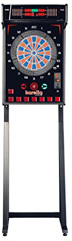 Karella elektronische Dartscheibe E-Master inkl. 6 Softdarts, Profi E-Dartboard, Made in EU, Dartautomat erhältlich mit und ohne Münzprüfer, mit oder ohne Standfuß, bis 4 Spieler