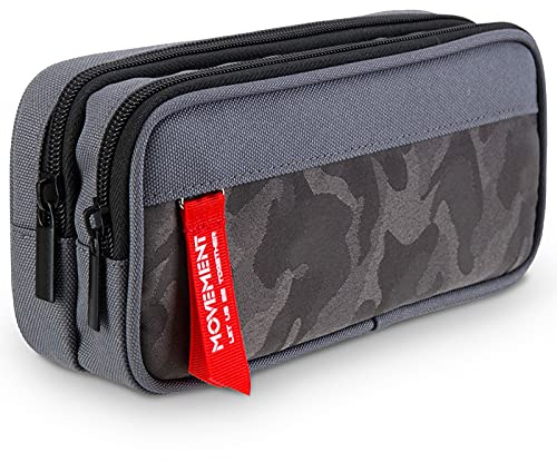 Maomaoyu Federmäppchen mit 2 Fächern für Jungen & Mädchen, Federtasche mit 2 Fächern Großes Fassungsvermögen, Federmäppchen für Jungen, Grau