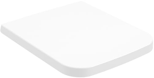 Villeroy & Boch Finion - Asiento de inodoro con cierre suave, tapa de inodoro extraíble de duroplast irrompible, pieza de repuesto original, rectangular, color blanco piedra mate
