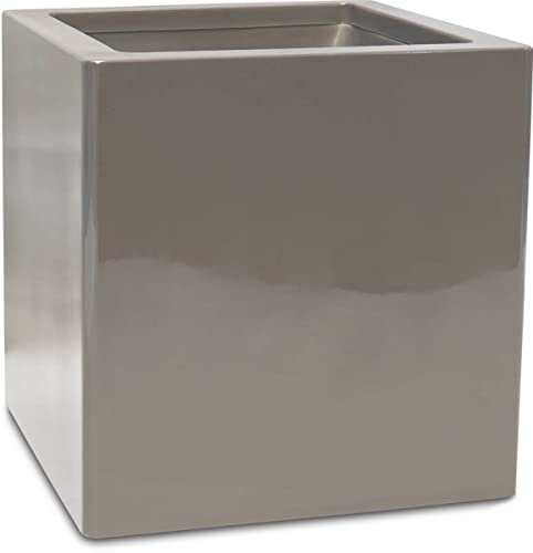 Fleur Ami - Bac Fibres de Verre gelcoat 80 x 80 cm H 80 cm Ext. Cube Gris Clair - dimhaut: H 80 cm - Couleur: Gris Ciment