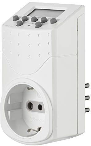 Electraline 58112 Programador Temporizador Digital, programas semanales y Diarios, Enchufe Italiano pequeño 10 A, Enchufe Schuko + 10 A, Blanco