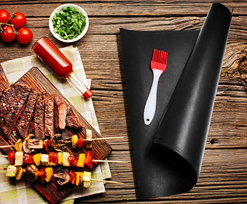 PRECORN Grillmatten Gasgrill Grillmatte 5er Set + Pinsel 40 x 33 cm Grill- und Backmatte Backpapier