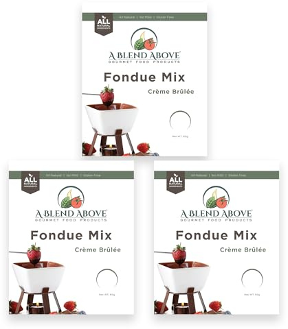 A Blend Above Creme Brulee Fondue Mix, (3 Pack), All Natural Flavor, No MSG, Gluten-Free, No Preservatives, Easy to Make, Fruit Dip, Premium Fondue Dipping, Perfect for Dessert