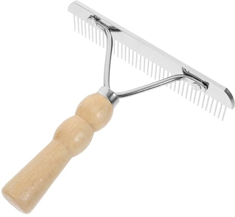POPETPOP Wooden Handle Pet Comb Horse Hairbrush Horse Hair Comb for Removing Dirt and Tangles from Animal Coats