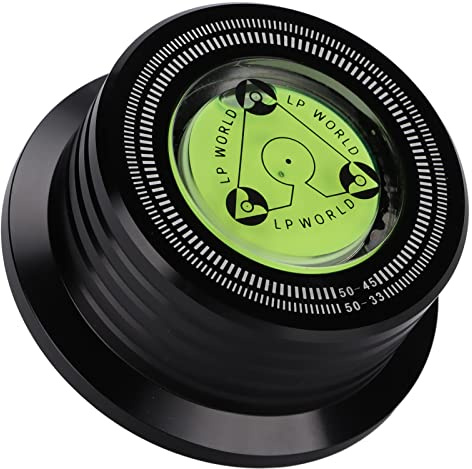 Skivvikt i Metall, Skivstabilisator för Skivspelare, Skivstabilisator i Aluminium, med Vattenpass, för Att Eliminera Vibrationer, för LP-vinylskivspelare(svart)