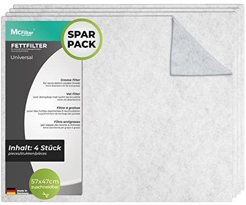 McFilter | 4 filtres à graisse Filtre à buée pour hotte d'aspiration, découpable universel (57 x 47cm), filtre pour hotte d'aspiration, hotte d'aspiration, tapis filtrant