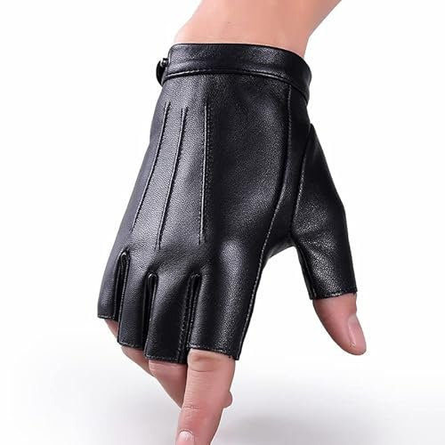 Aolity Winterhandschuhe Männer Frauen Echtes Leder Handschuhe Liebhaber Fingerlose Fäustlinge Schwarz Halbfinger Outdoor Taktische Herren Leder Fahrhandschuhe