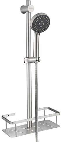 Tecmolog Duschset Edelstahl 5 Strahlarten Duschkopf mit Schlauch und Stange 67 cm, Gebürstetes Nickel, SBH156DF1