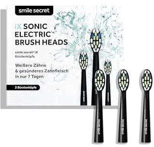 SmileSecret iX Sonic Ersatzbürstenköpfe, präzise Reinigungsborsten, effektive Plaqueentfernung, 8,7 cm elektrische Zahnbürstenköpfe, 3er-Pack Bürstenköpfe, kompatibel mit iX Sonic Zahnbürste