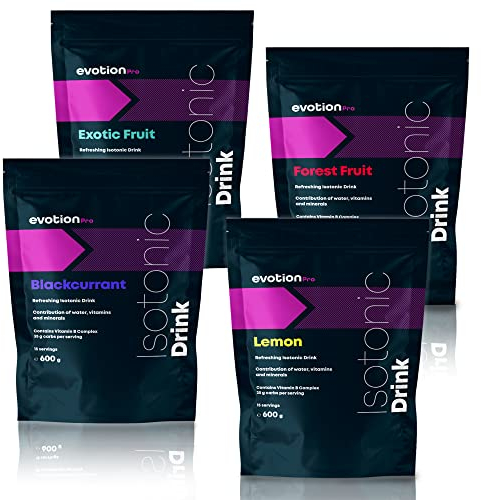 EVOTION PRO Isotonisches Getränkepulver 4 x 600g Mix Box - Calcium Magnesium Kalium Natrium Elektrolyt Pulver Sportgetränk - Elektrolyte Sport Recovery Drink Electrolytes - Regeneration Iso Drink