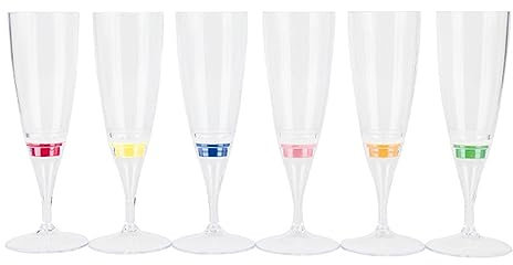 JISADER Copas de Champán para Tostar, Copas de Vino con Luz LED de Plástico para Suministros para Fiestas de Celebración de Bodas, 6 Uds.