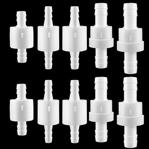 MEISO 10 Stück Einweg-Rückschlagventil, Inline Rückschlagventil, Kunststoff Wasserventil Schlauchtülle Rückschlagventil Zubehör für Wasser Flüssigluft Kraftstoff Gas(4mm, 6mm, 8mm, 10mm, 12 mm)