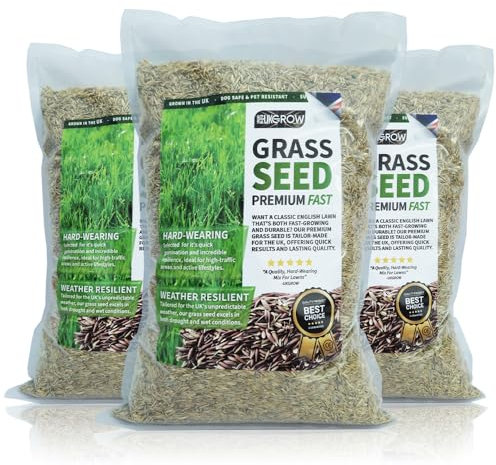 UKGROW Premium Grass Seed - Fast Germinating, Durable & Pet-Friendly Lawn Seed Blend for Lush Green Gardens - UK-Grown - Perfect for Patch Repairs & Full Lawns (500g)