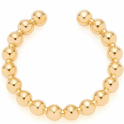 JEWELS BY LEONARDO Ohrklemme Ciao Lollo 1 Stück • Ear-Cuff aus goldfarbenem Edelstahl • offener Ring aus aufgereihten kleinen Kügelchen • Schmuck Geschenk für Frauen • 024259