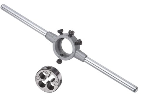 CoCud Die Stock Griff Set, M5.5x0.5 Gewindeschneideisen & Passendes 20mm Außendurchmesser / M3.5-M6 Schneideisen Schraubenschlüssel Werkzeugset - (Anwendungen: zur Gewindereparatur)