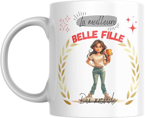 Gwenmode Mug Céramique Blanc 330ml pour Belle-Fille - Cadeau Parfait pour Anniversaire, Fêtes, Moments Spéciaux