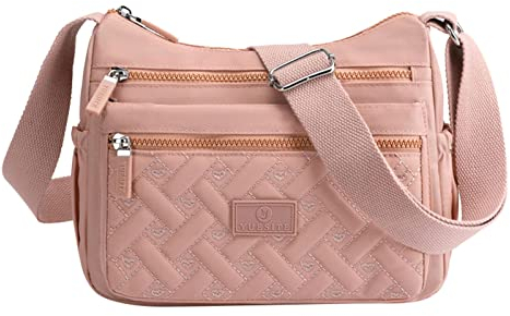UnoSheng Trachten Taschen Lässige Umhängetasche mit Taschen für Damen, wasserdichte Umhängetasche, Handtasche für den täglichen Gebrauch, Reisen Taschen Set Für Damen Pomelo (Pink, One Size)