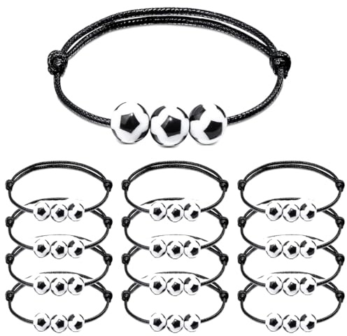 GVEYIQK 12 Piezas Pulseras de Fútbol para Niños, Pulseras Deportivas de Fútbol Trenzadas, Favores de Fiestas Deportivas, Pulseras de Amistad Trenzadas Ajustables, para Cumpleaños Deportivos de Niños