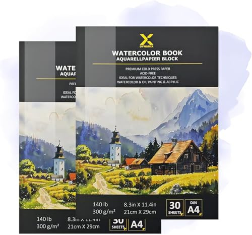 Premium Aquarellpapier Block 300g/m² I 30 Seiten I Künstlerqualität I säurefrei I kaltgepresst – Ideal für Aquarell, Skizzen & Mixed Media (21cmX29cm I Dopple Sparpack)
