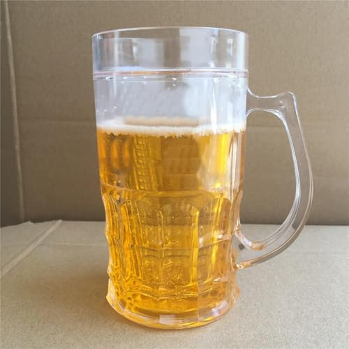 Ahuuen Tricky Bierkrug | Double-Layer Fake Bier | Neuheit Oktoberfest Bierkrüge | Kreative Fake Bierkrug | Mezzanine Spoof Bierkrug | Mit Griff | Für Witze Und Frische Getränke