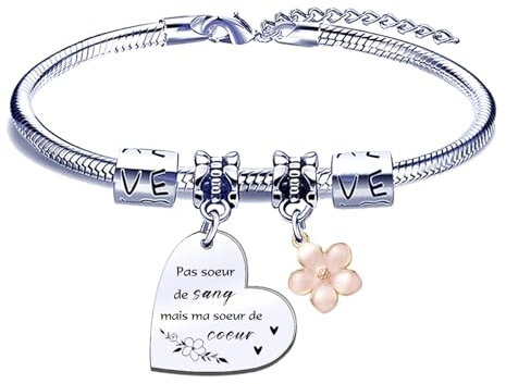 FGHJK Cadeau Bracelet Soeur Cadeau d'anniversaire Noel Soeur Original Idee Cadeau pour Soeur Bracelet de Coeur d'amitié (2)