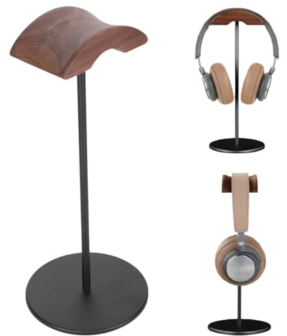 Kopfhörerständer für den Schreibtisch, Kopfhörerständer aus Holz und Aluminium, gebogener Headset-Ständer, Gaming-Headset-Ständer mit Solider, Schwerer Basis