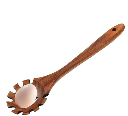 Nudellöffel aus, Küchen-Nudellöffel, 32,6 cm Nudelheber, langer Griff, Holzlöffel, Rühr- und Rührlöffel, stilvolles und natürliches Design, langer Griff, praktisch für Spaghetti-Sieb