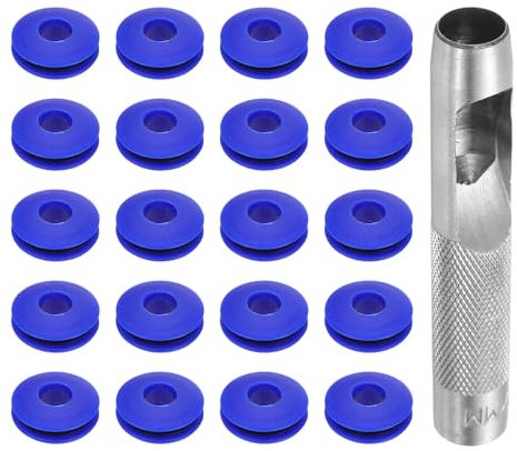 QUARKZMAN Kit de Herramientas de Ojales para Lona, 12mm Alicate Blanco para Ojales, 20Pcs Arandelas de Plásticos Ojales para Lonas Textiles Cortinas Carpas Toldos Sujeción Clip, Azul