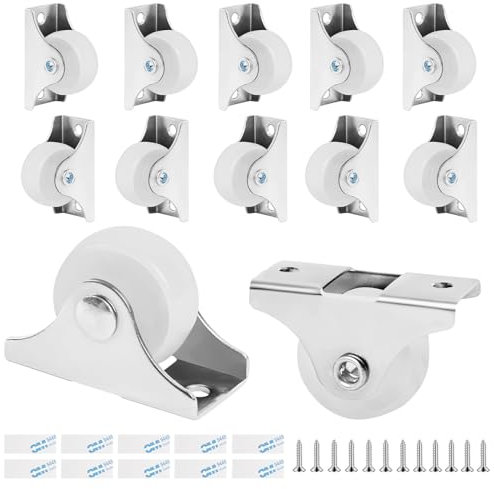 Flintronic Wheels for Furniture, 12PCS Small Castor Wheel, Fixed Heavy Duty Castors wheels, Low Profile Self-Adhesive Caster-Wheels, Trolley-Wheel for Small Appliances, Luggage, Drawer, Carts