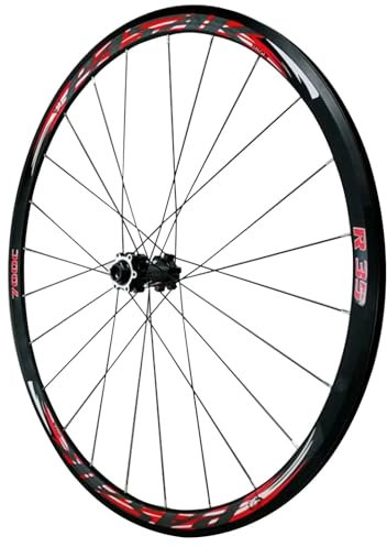 GEIRONV Steckachse 700C Offroad Fahrrad Laufradsatz, Scheibenbremse 24 Löcher Vorne 2 Hinten 4 Lager Doppelwandige Felgen Aus Aluminiumlegierung for C/V-Bremse(Front Wheel,Red-700c)