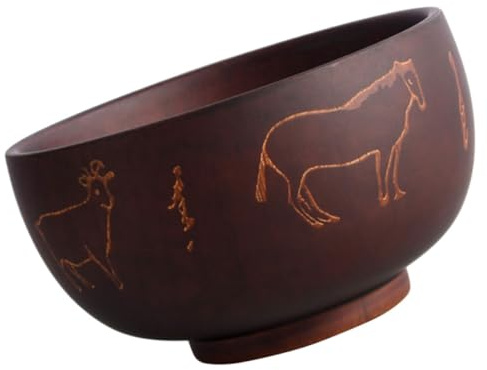 HOLIDYOYO Bol Bois Sculpté Bois Acacia Bol à Salade Décoratif Et Récipient pour Lait Et Thé pour Repas Mongols Occasions Spéciales