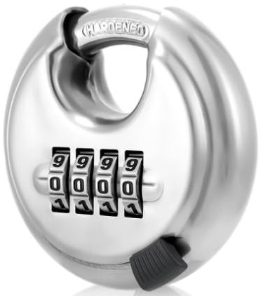 GOEDCH Lot de 2 cadenas à combinaison : cadenas rond à combinaison avec chiffres 4 chiffres - Cadenas en acier inoxydable - Épaisseur de l'anse : 10 mm - 70 mm - Pour entrepôt, abri de jardin, unité