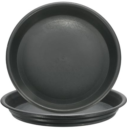 sourcing map 2 x Kunststoff-Pflanzen-Untersetzer, 26,7 cm, runde Tropfschalen, Blumentopf-Untersetzer, Blumenboden, Entwässerungsschale für drinnen und draußen, Pflanzgefäße, grau-schwarz