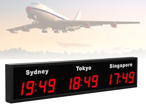 Horloge mondiale numérique avec affichage fuseau horaire pour hôtels, entreprises multinationales et aéroports internationaux, grande taille