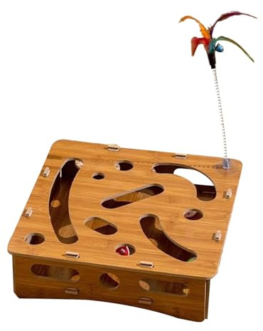 Generisch Katzen Denkspiel Box - Labyrinth Spielbox Mit Zubehörstab Für Neugierde | Förderball Zur Gehirnstimulation Und Bewegungsspiele Für Drinnen & Draussen