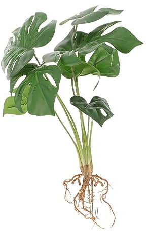 TEMPNAP Wear Resistant Artificial Monstera Plant Decorative Faux Greenery for Home Office Decor Easy Care Head Hydroponic Design for Living Rooms Bedrooms and Workspaces