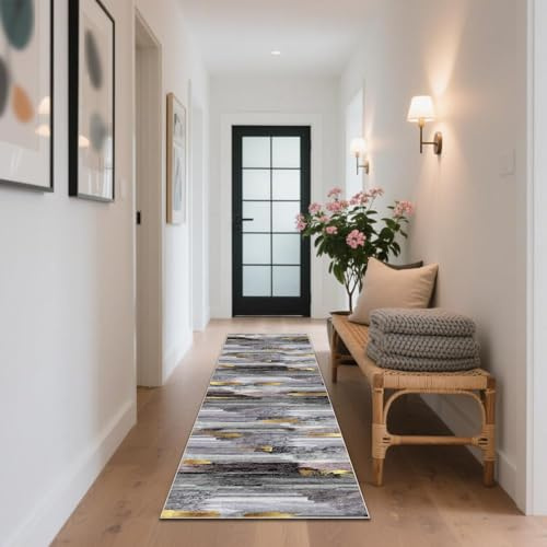 CLOYAO Alfombra de Pasillo Larga Alfombra Cocina Lavable Antideslizante Alfombra Salon Absorbente Estrecha Entrada Alfombra para Pasillo, Dormitorio, Cocina, Lavandería 40 x 60 cm