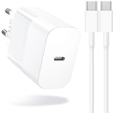 Amoner 30W Cargador con 2M USB C Cable para iPhone 16/16 Pro/16 Pro Max/16 Plus/15/15 Pro/15 Pro Max/15 Plus, Pad, Samsung Galaxy S24 S23 S22 S21 Carga Rapida Enchufe Cabezal