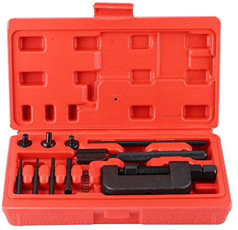 Zohisin Herramienta Profesional De Y Remachar Cadena De Motocicletas Kit Completo De 13 Piezas Con Acero Endurecido Para Cadenas 420 A 630 Incluye Estuche De Almacenamiento Ideal Para Mant