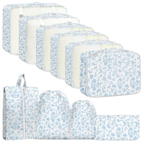 Koffer Organizer Set, 10 Stück Packing Cubes for Suitcase Travel Accessories Kofferorganizer Set Kleidertaschen Packwürfel Kosmetik Travel Organizer Packtaschen für Koffer