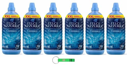 6 X Felce Azzurra Ammorbidente Classico – Ammorbidente concentrato – 92 lavaggi – 1840 ml + Beni Culinari Portachiavi gratuito
