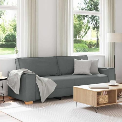 WEMYUFURN Dreisitzer Sofa mit Polyesterbezug und Holz-Metall-Gestell für Wohnzimmer und Büro – Bequemes Polstermöbel mit Breiten Armlehnen und atmungsaktivem Stoff
