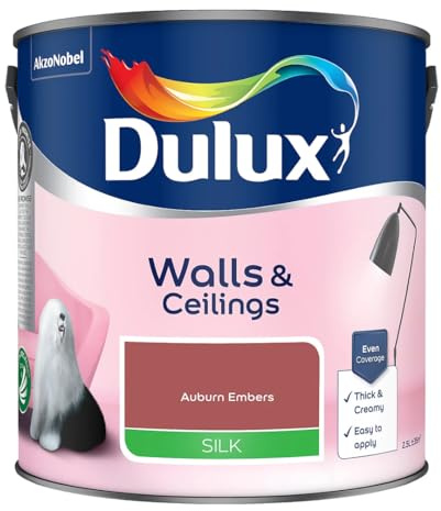 Auburn Embers Walls & Ceilings Silk Emulsion Paint 2.5 L – Smooth Washable Silk Finish, Quick Dry, Low-VOC, Easy Application for Interior Walls & Ceilings