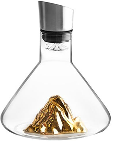 Decantador de vino, Decantador de vino Gold Mountain de 1500 ml con aireador, cristal sin plomo, mejora y mejora el sabor y los aromas