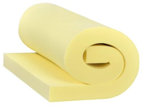 Yuly Gommapiuma per Imbottitura Densità 35, Spessore 3-20cm Cuscini in Poliuretano Espanso – Ideale per Cuscini Divano e Sedute, 1 Pezzo (Giallo,5cm-50x50cm)