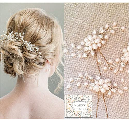 Bridal Hair Pins - 3pcs Fashion Retro Elegant Ladies Pearl Rhinestone Hair Accessories for Wedding Bridal Jewelry Bridal Hair Accessories Headpiece Wedding Accessories (Style1)