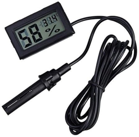 ARCELI 1 STÜCKE 2-in-1 Digital LCD Embedded Thermometer Hygrometer mit Externe für Reptil Inkubator Aquarium Geflügel - Schwarz